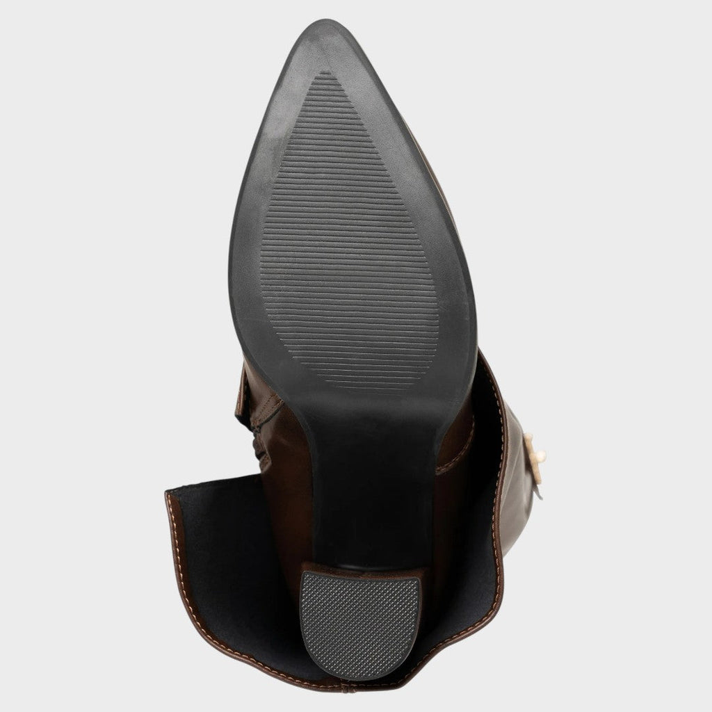 Women's Sculptural Wide Shaft Leather Boots with Side Zip