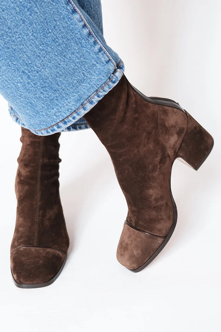 Women's Elegant Heeled Boots with Square Toe