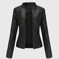 Effortless Leather Jacket for Women with Button Front Collared Oversized Shacket Style