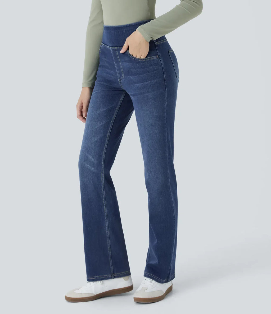 Premium Wash™ High Waisted Pockets Washed Casual Bootcut Jeans