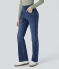 Premium Wash™ High Waisted Pockets Washed Casual Bootcut Jeans