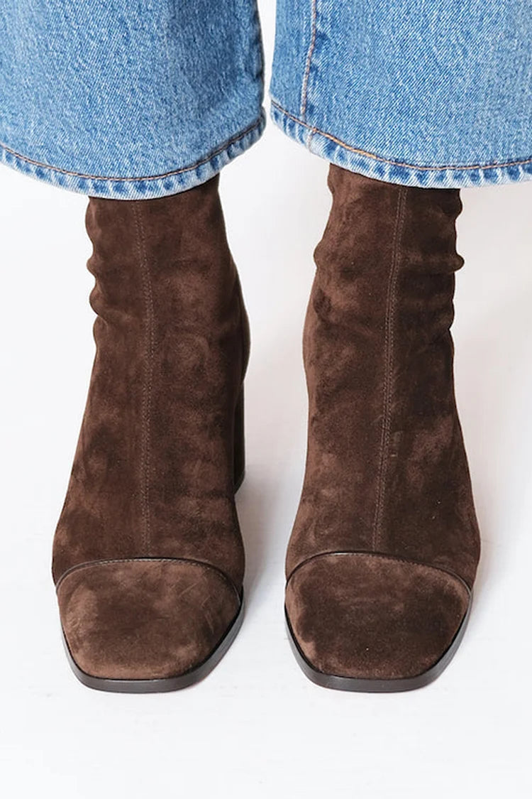 Square Toe Block Heel Ankle Boots