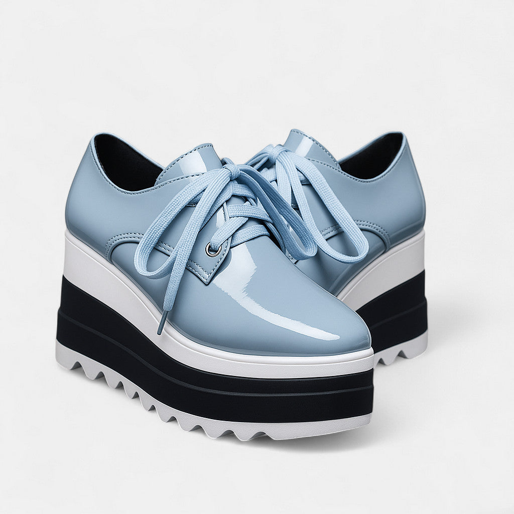 Square Toe Comfort Derby Shoes with 3.5 cm Platform Heel