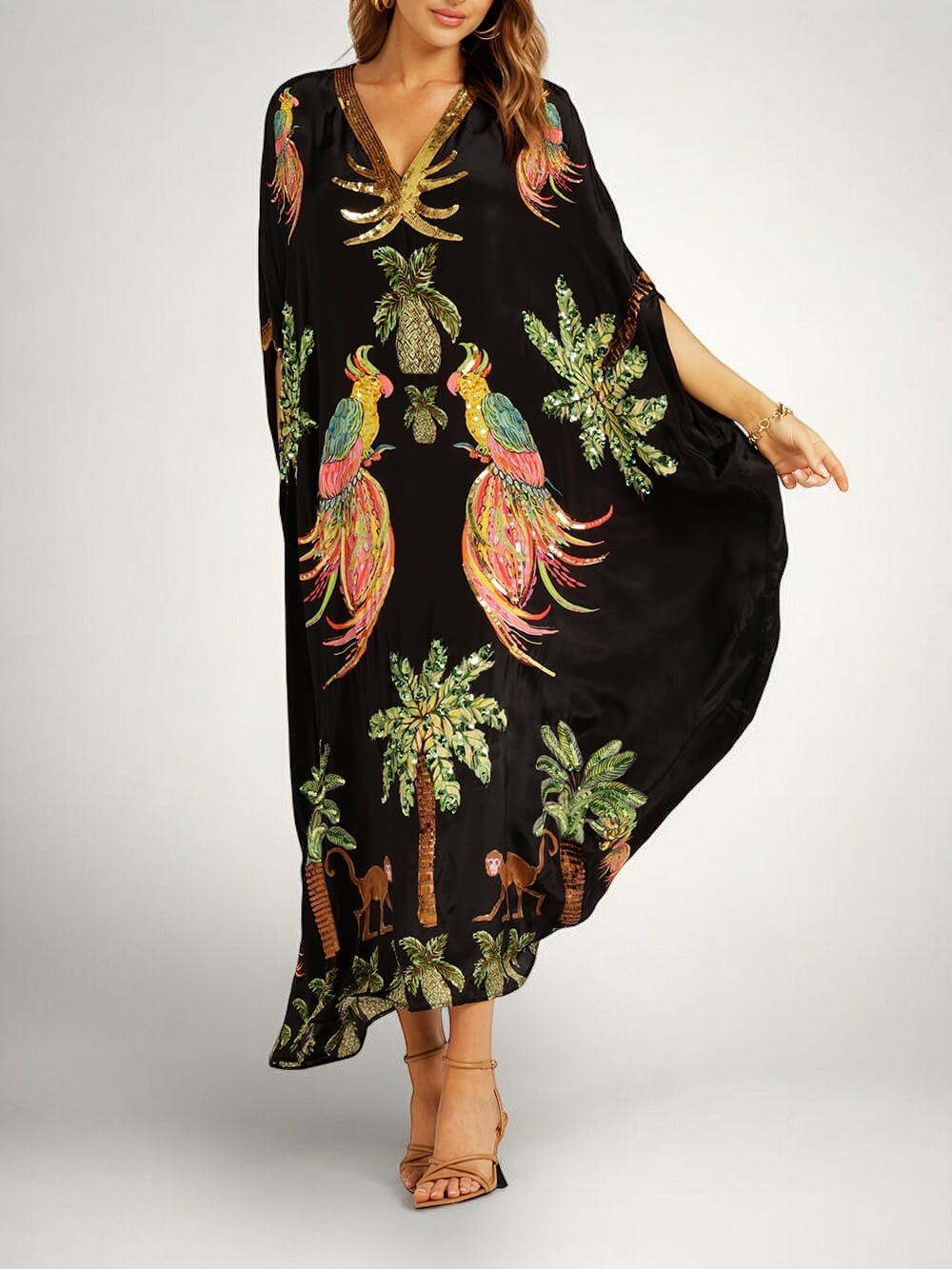 Short Sleeve Vacation Dress in Black and Pink
