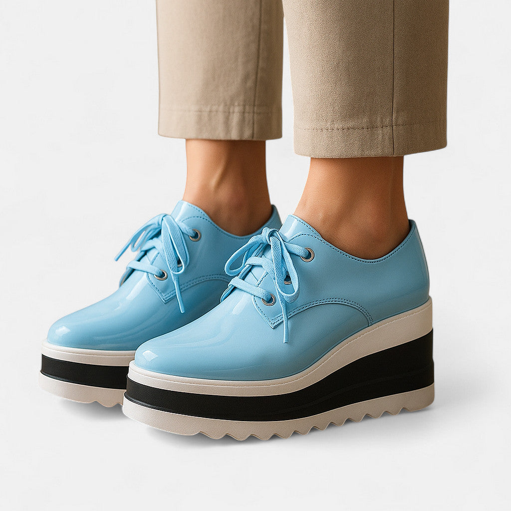 Square Toe Comfort Derby Shoes with 3.5 cm Platform Heel