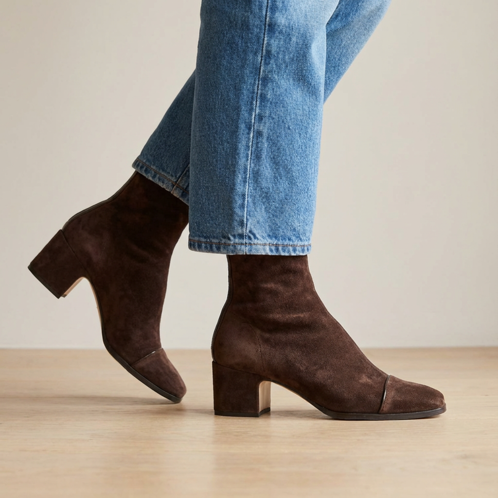 Women's Elegant Heeled Boots with Square Toe