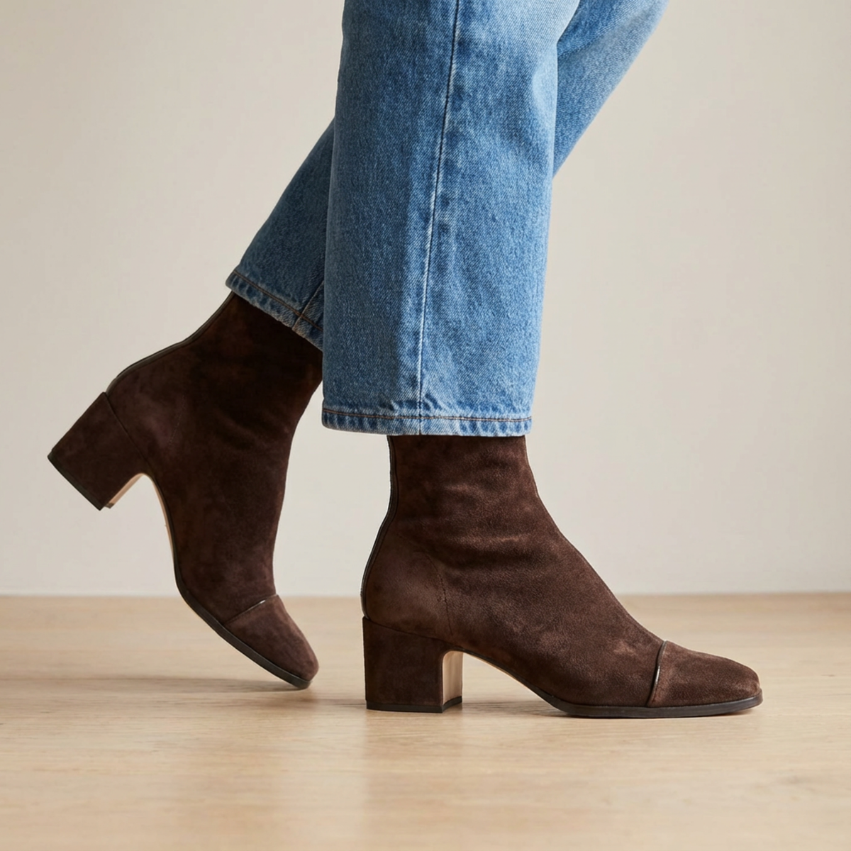 Women's Elegant Heeled Boots with Square Toe