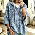 Comfortable Leopard Print Oversized Hoodie for Women with Hooded Neck Batwing Sleeve Drawstring Knit Style