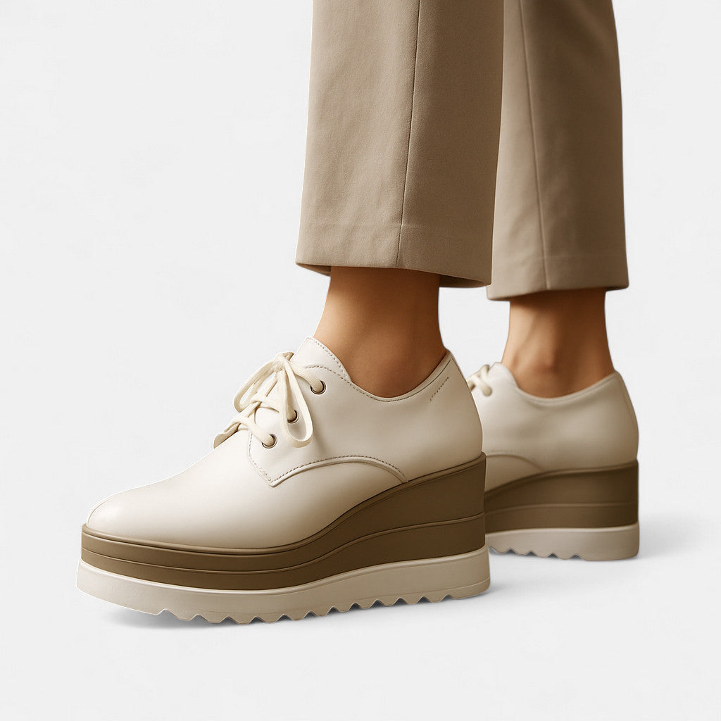 Square Toe Comfort Derby Shoes with 3.5 cm Platform Heel
