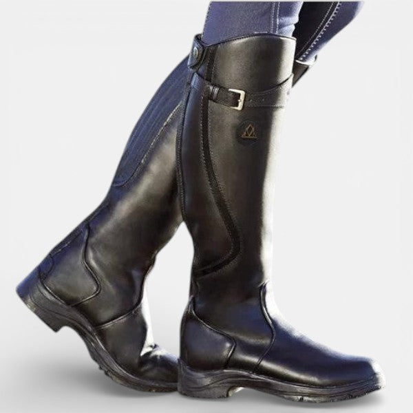 Classic Tall Boots for Women with Buckle Strap and Grip Outsole
