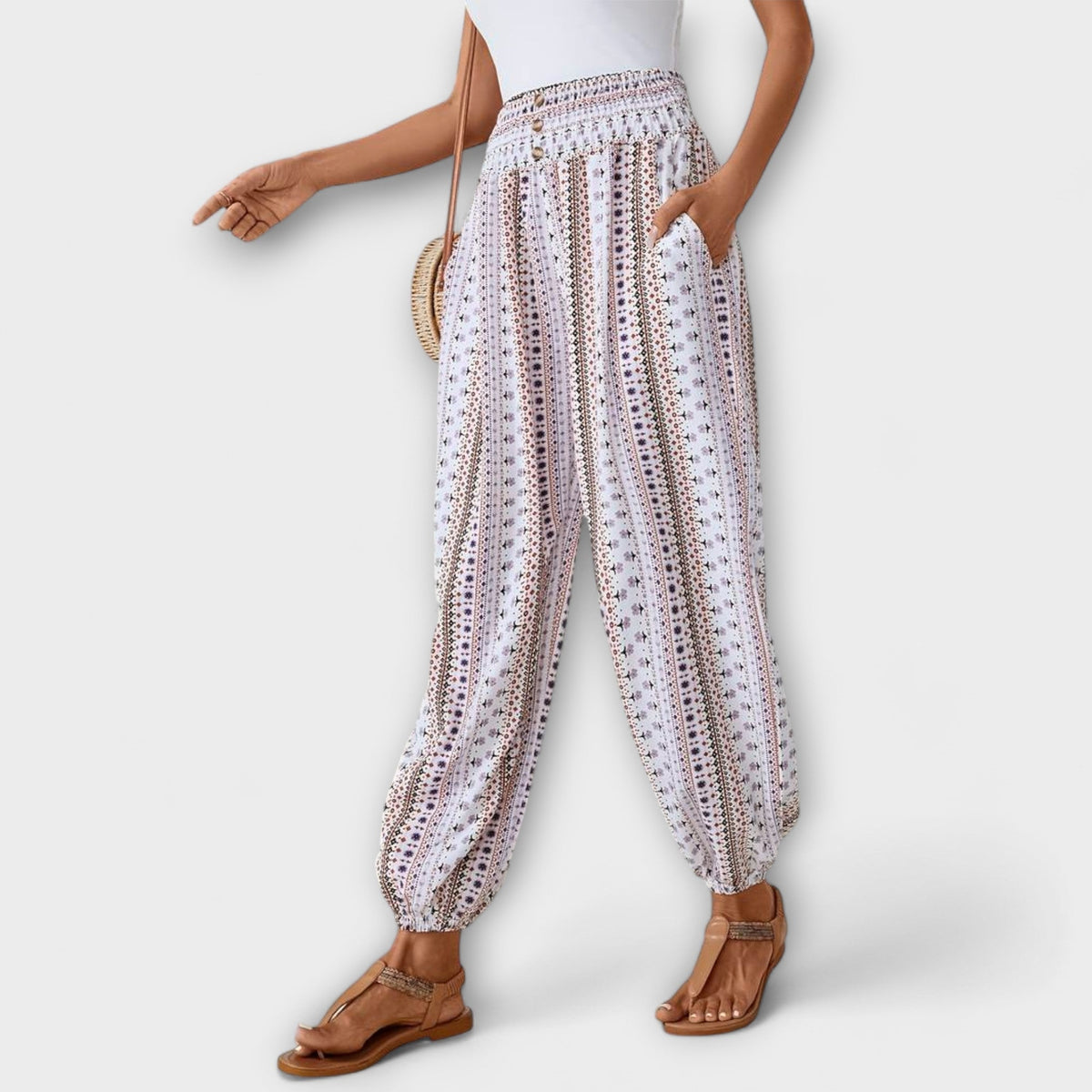 Scarlett - Pants with Ethnic Graphic
