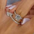 Bridal Cushion 2PC Ring Set | White Gold