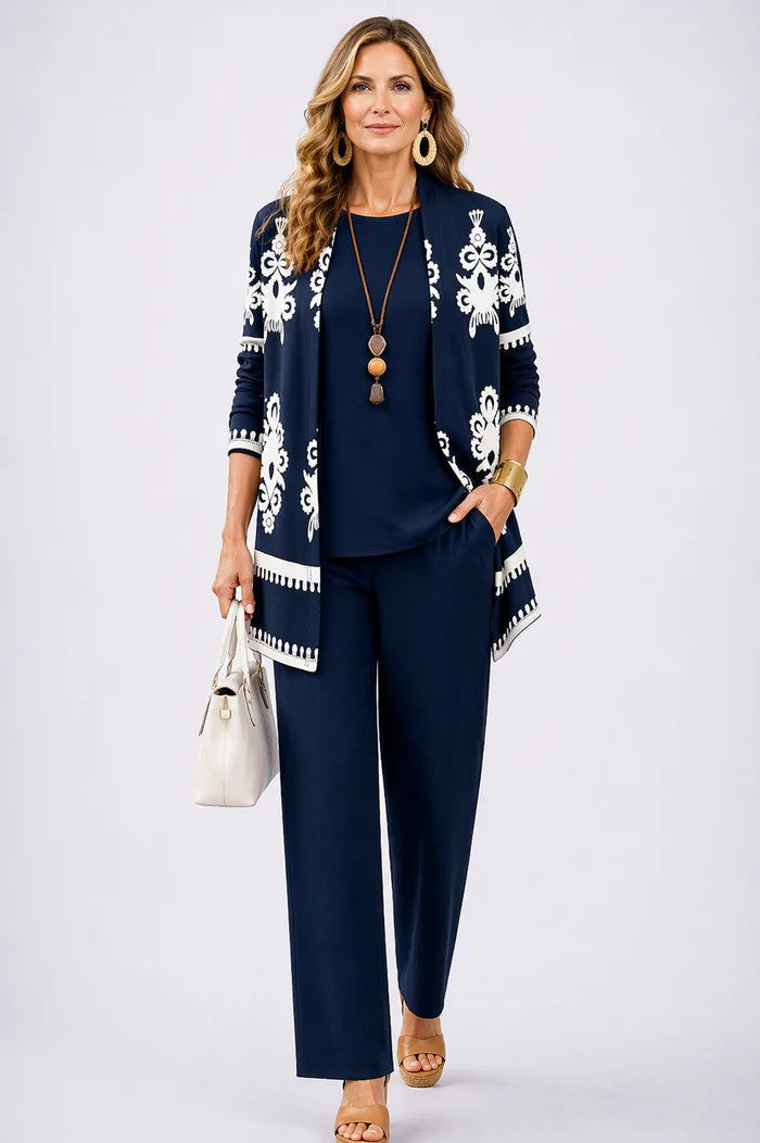 Three-Piece Matching Set with Printed Detailing