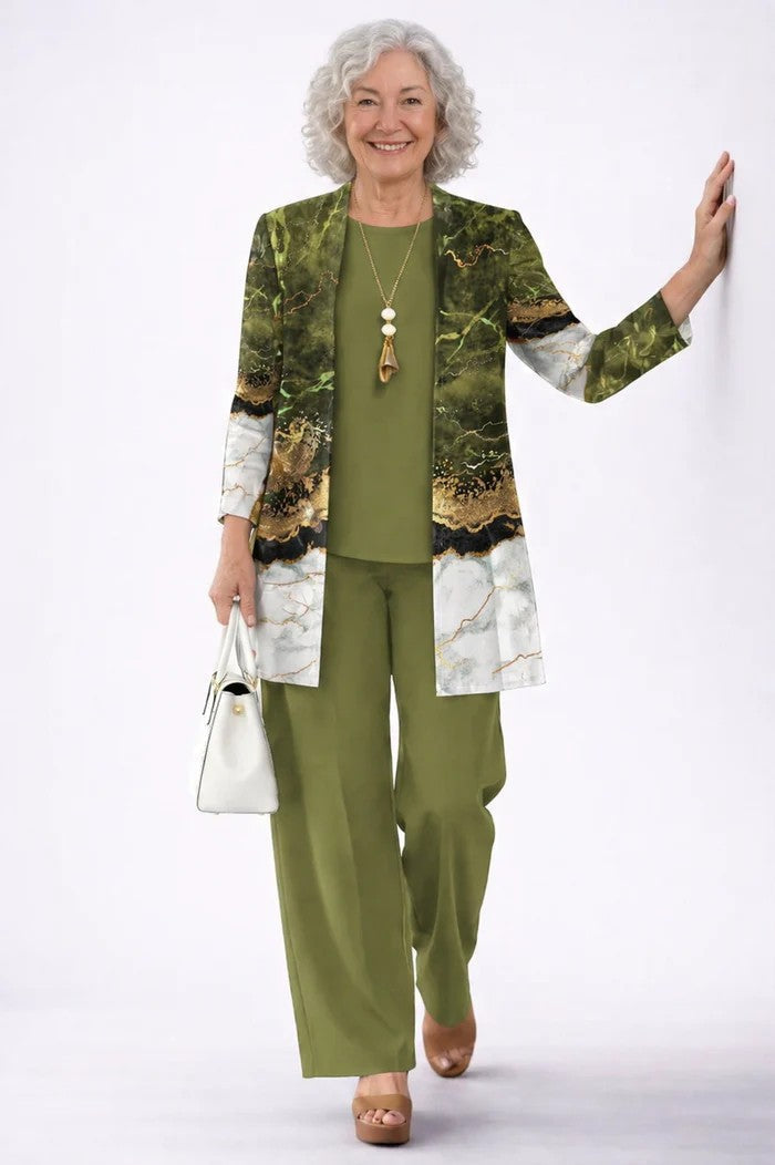 Three-Piece Matching Set with Printed Detailing