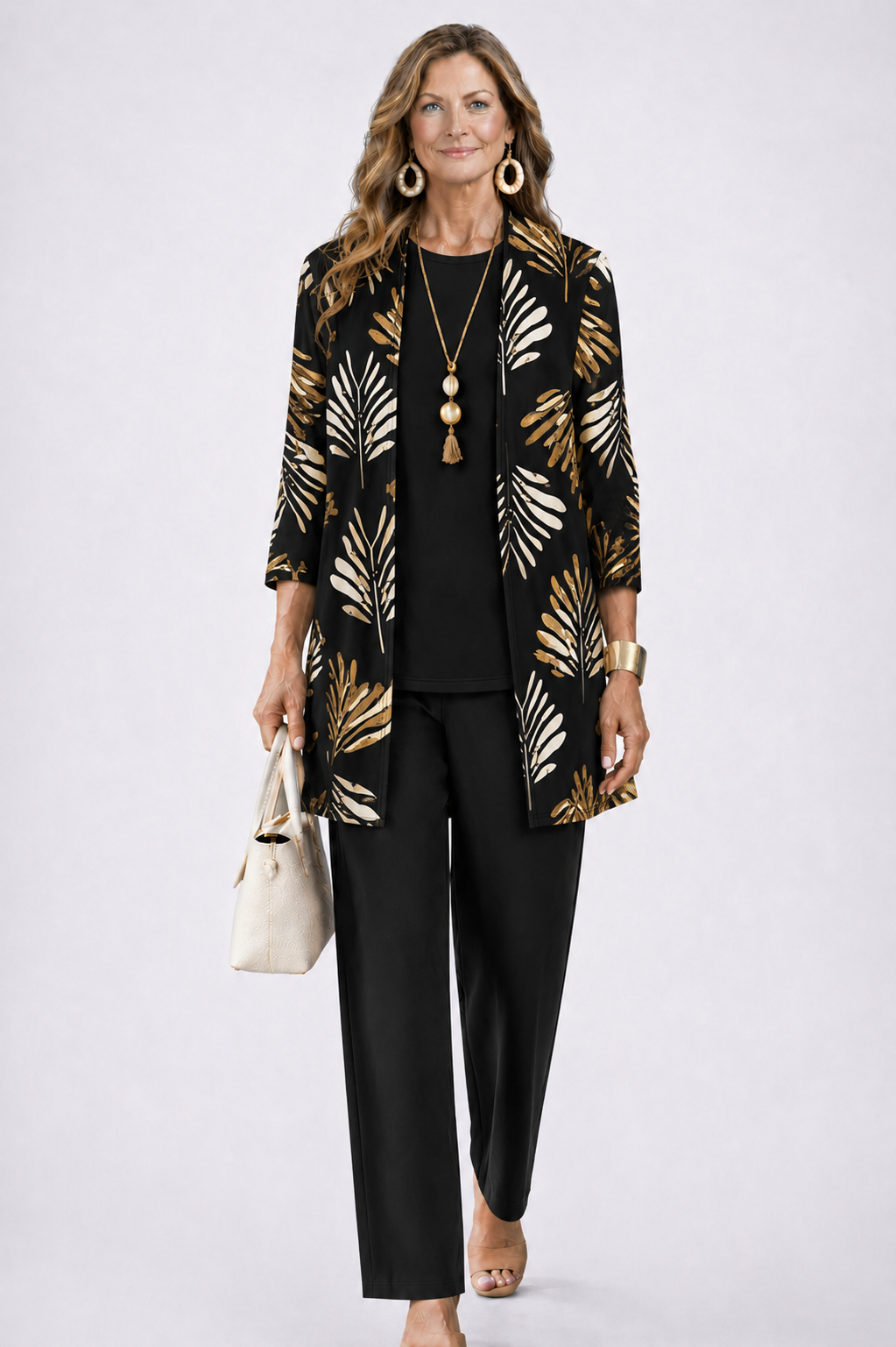 Matching Cardigan, Top and Trouser Set for Everyday Wear