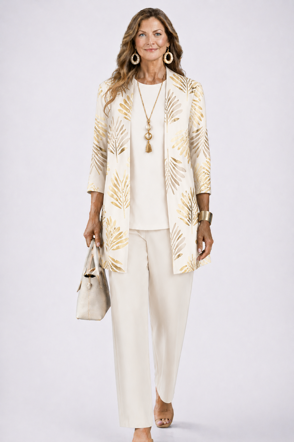 Matching Cardigan, Top and Trouser Set for Everyday Wear