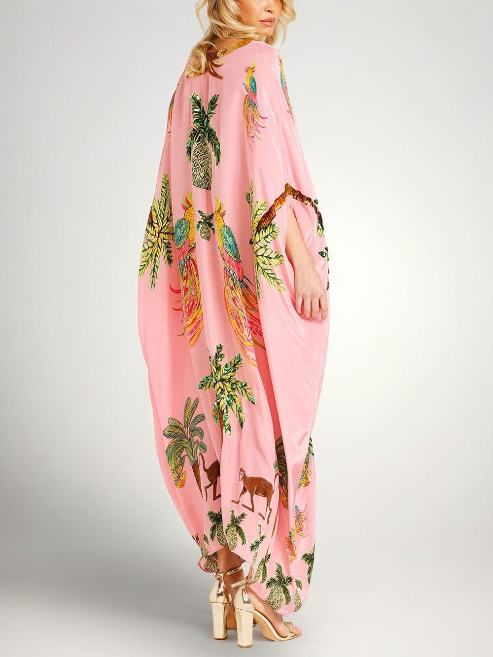 Loose Fit Tropical Print Beach Dress