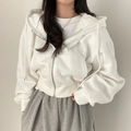 Comfortable Zip Up Hoodie for Women with Drawstring Hood Long Sleeve Cropped Oversized Style