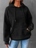Comfortable Waffle Knit Hoodie for Women with Drawstring Hood Long Sleeve Oversized Relaxed Style