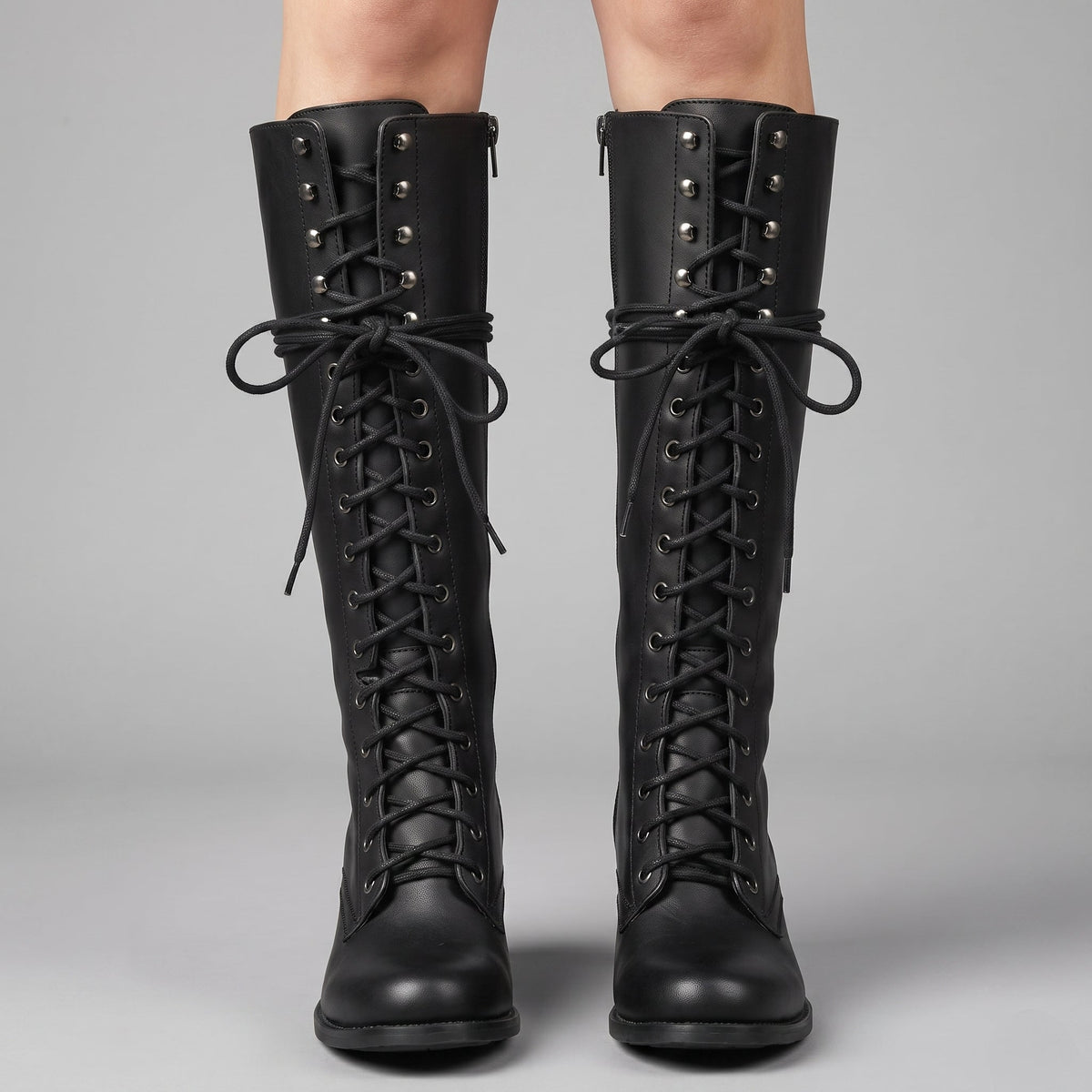 Vivienne | Women's Lace Up Knee High Block Heel Boots