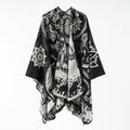 Effortless Paisley Poncho for Women with Open Front Kimono Sleeve Asymmetrical Hem Bohemian Style