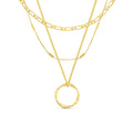 Open Circle Three Row Necklace | Gold