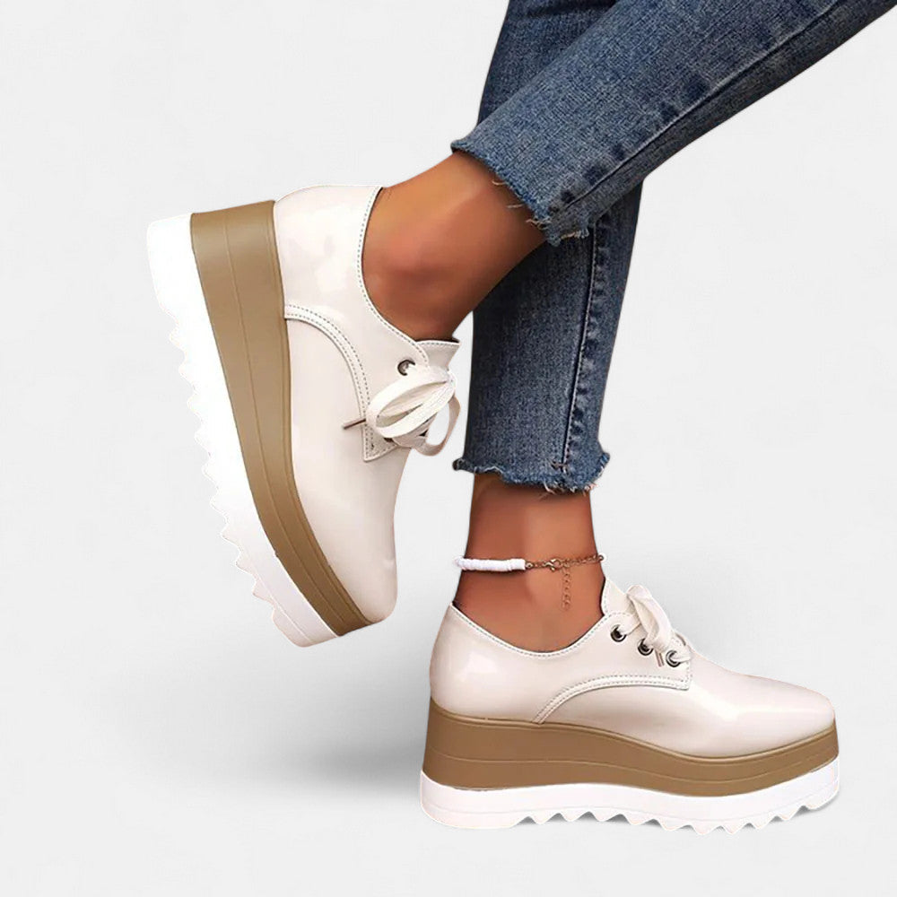 Square Toe Comfort Derby Shoes with 3.5 cm Platform Heel