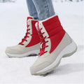 Cozy Women's Snow Boots with Faux Fur Trim Lace Up Waterproof Ankle Style