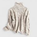 Comfortable Cable Knit Sweatshirt for Women with Turtleneck Long Sleeve Oversized Relaxed Style