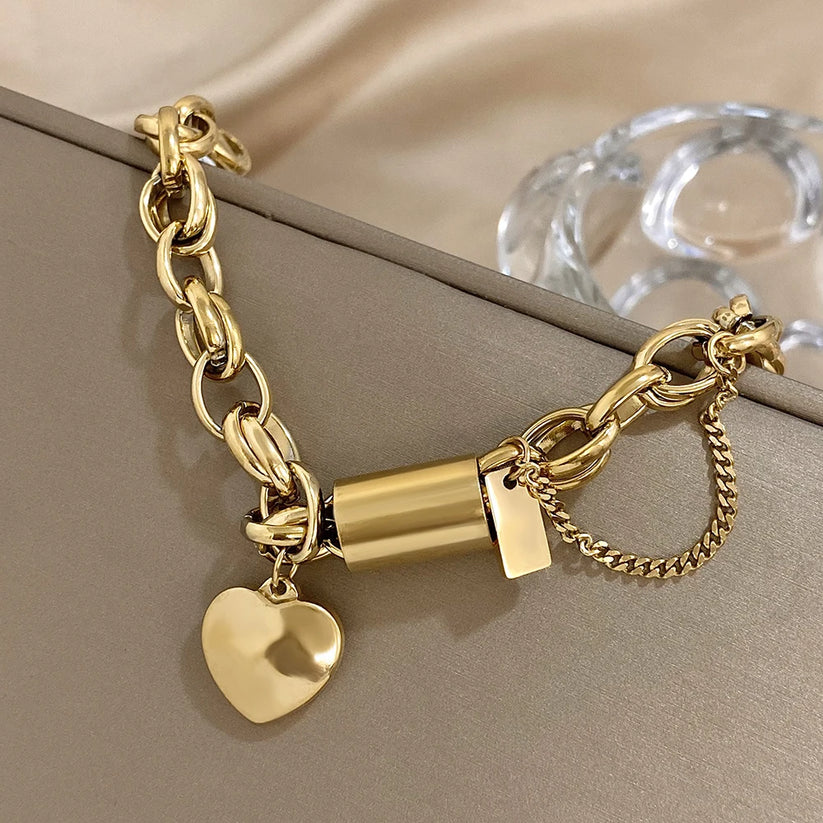 Heartened Chunky Bracelet | White Gold
