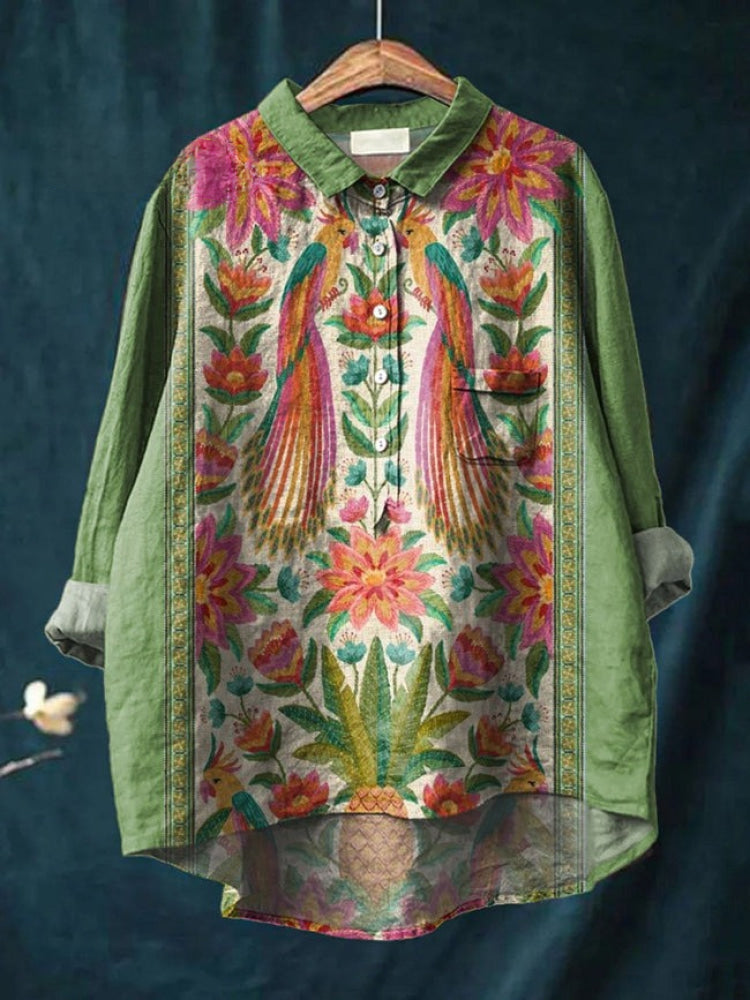 Lina | Vibrant Floral Embroidered Shirt