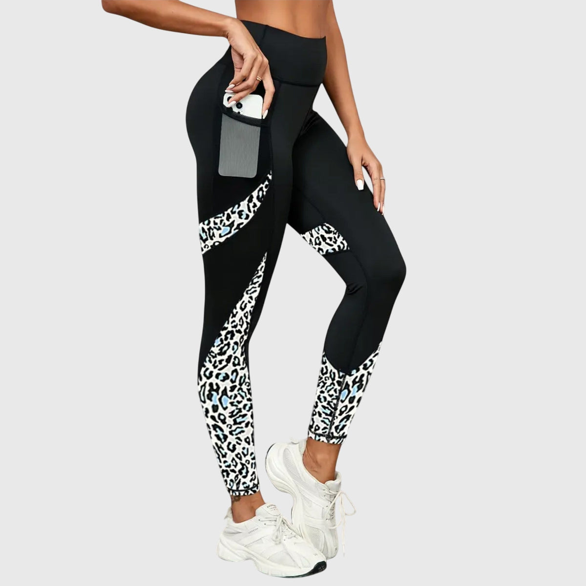 High-Waisted Leopard Print Training Pants