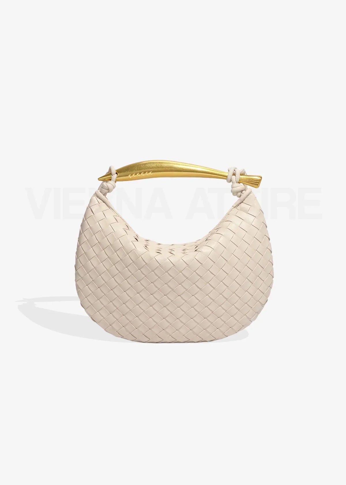 Alexandra – Woven Pattern Bag with Gold Handle