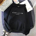 Comfortable Graphic Print Hoodie for Women with Drawstring Hood Long Sleeve Kangaroo Pocket Oversized Style