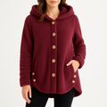 Comfortable Sherpa Fleece Hoodie for Women with Hooded Long Sleeve Button Front Relaxed Oversized Style