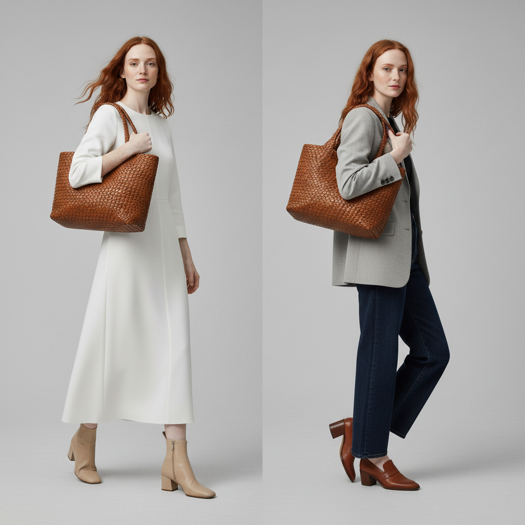 Handwoven Leather Tote in Six Seasonal Shades