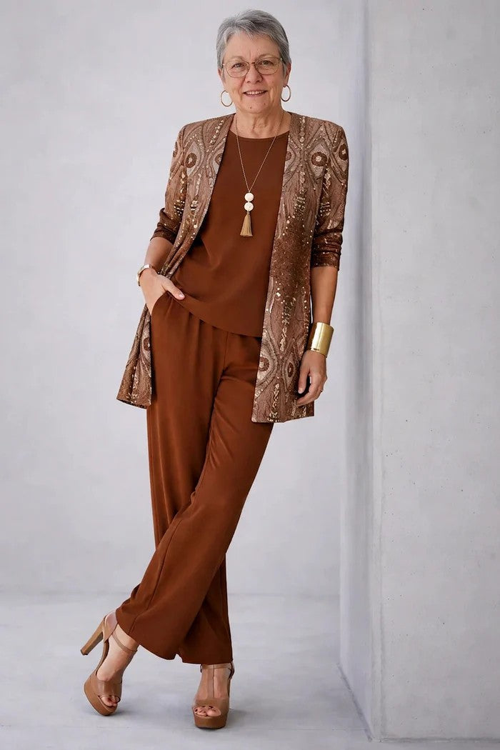 Three-Piece Matching Set with Printed Detailing