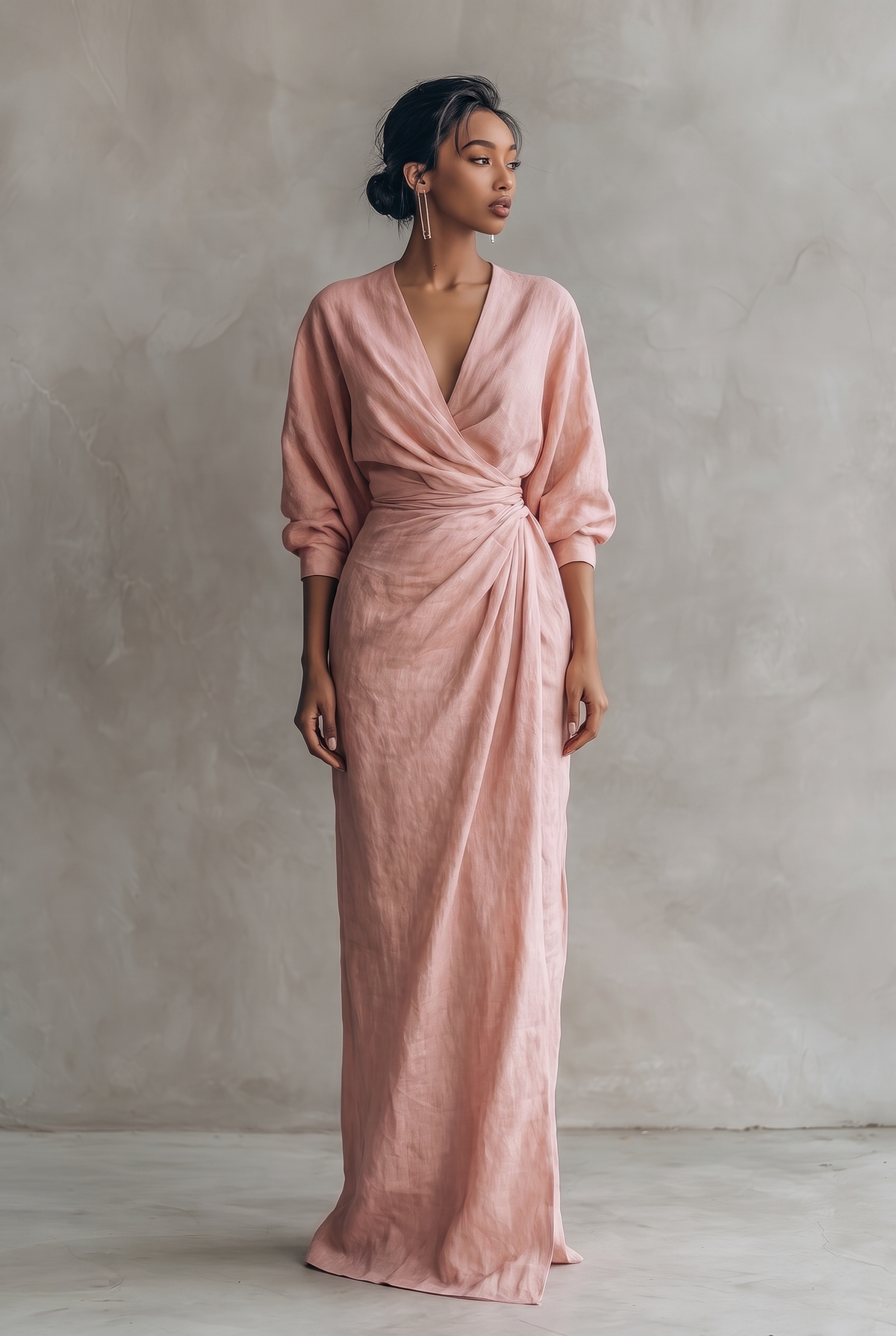 Relaxed Fit Long Dress with Half Sleeves