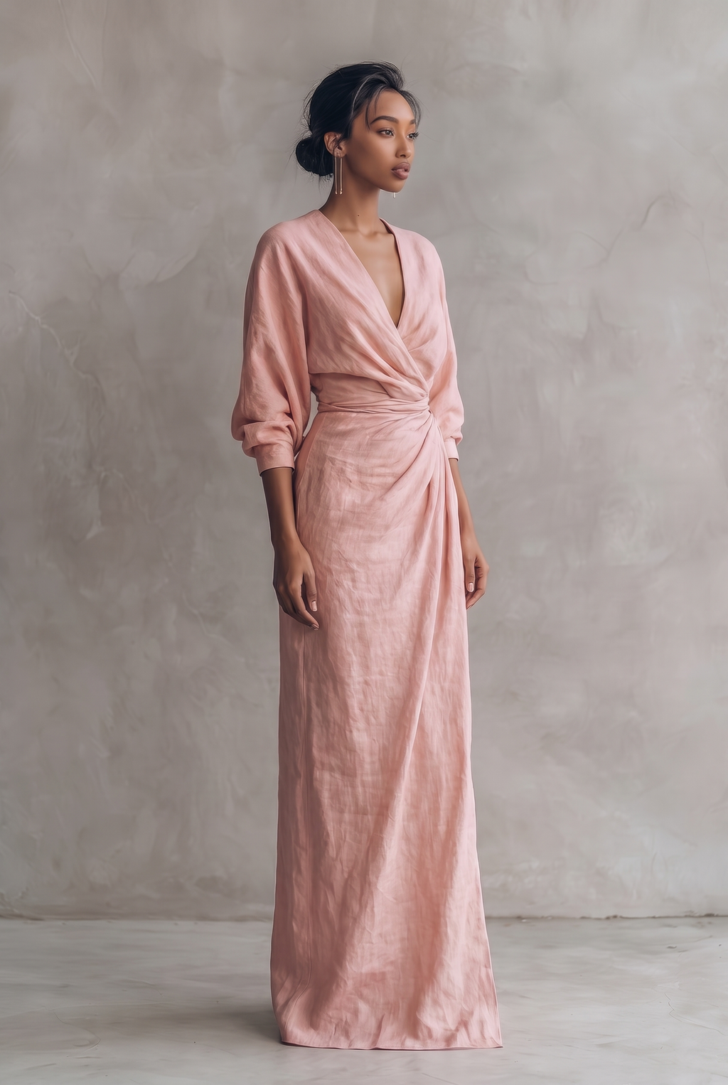 Breathable Summer Maxi Dress in Pink, Brown and Black