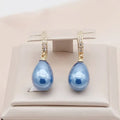 Blue Ocean Dew Earrings | Gold