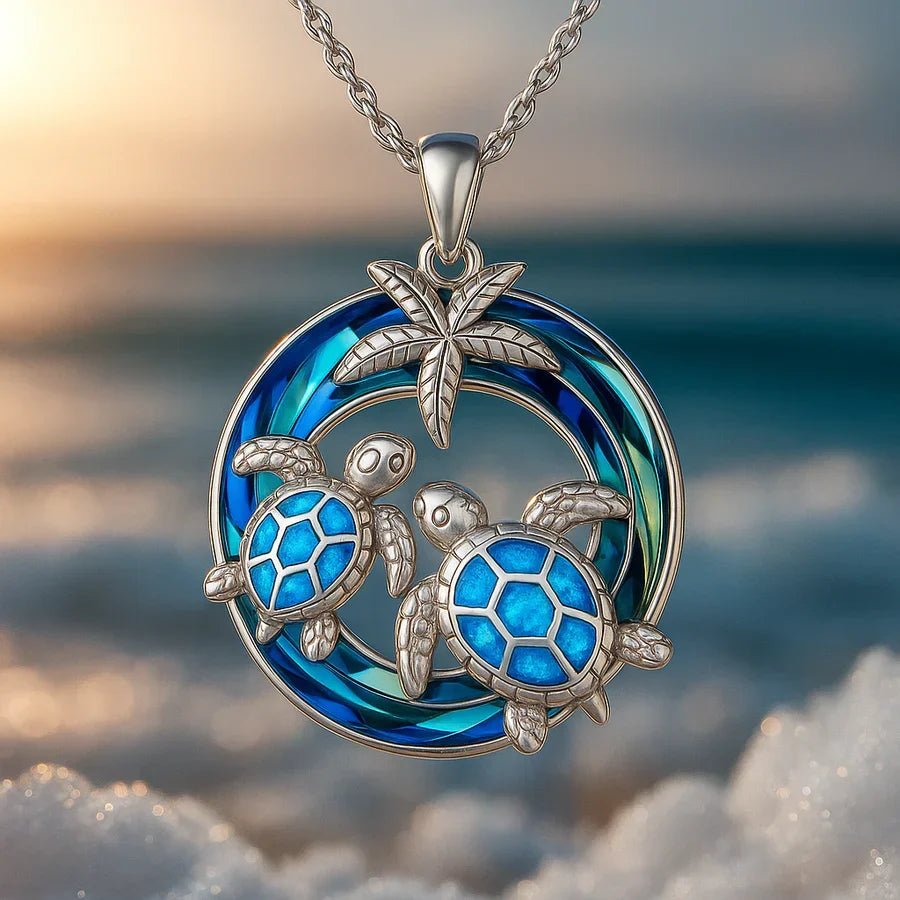 Tidebound Turtle Necklace | White Gold