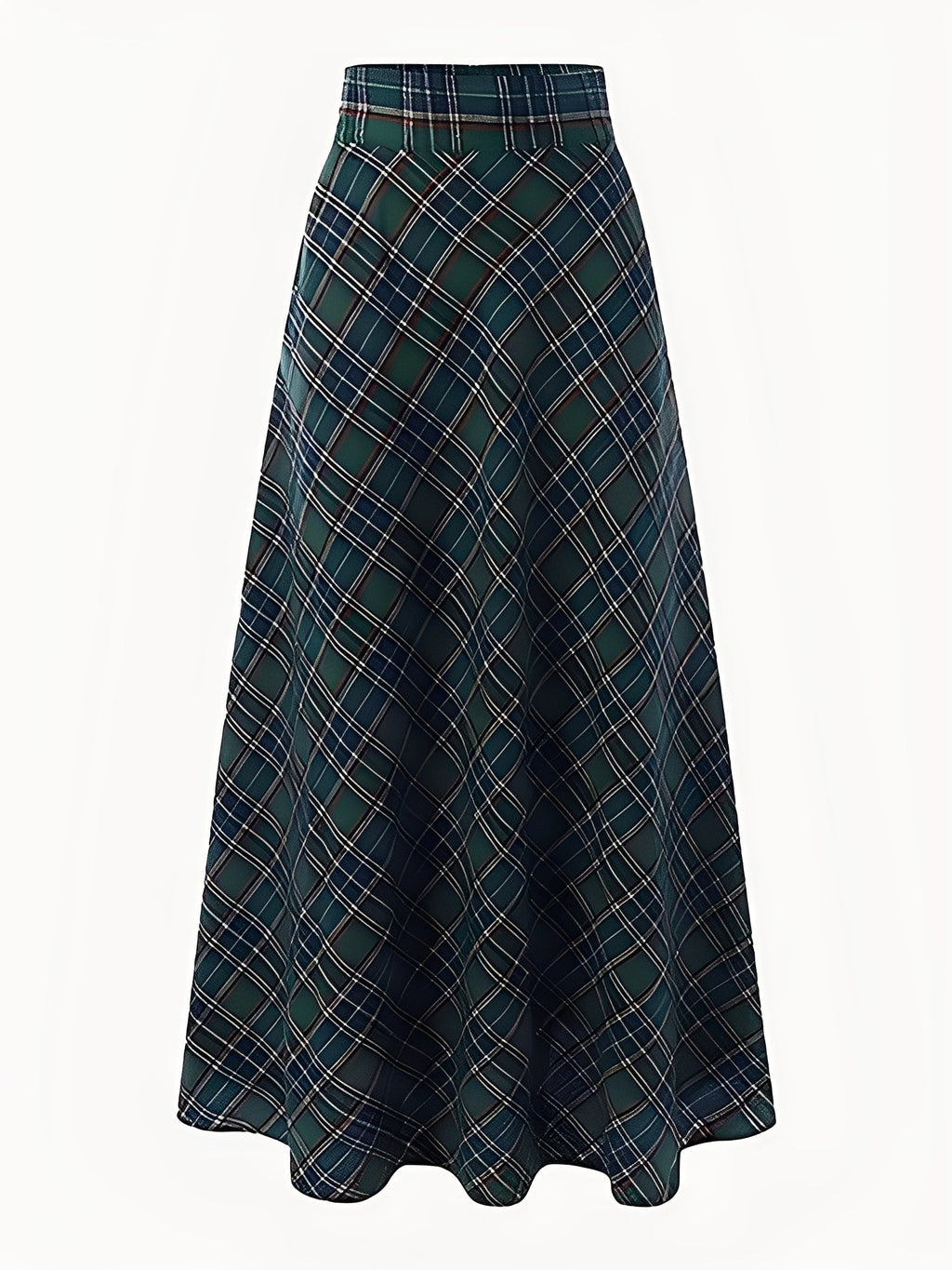 Stylish Maxi Skirts for Women with Plaid Pockets A-Line Holiday Style